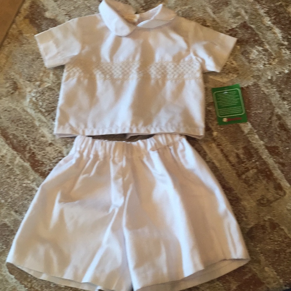 White baby two piece outfit